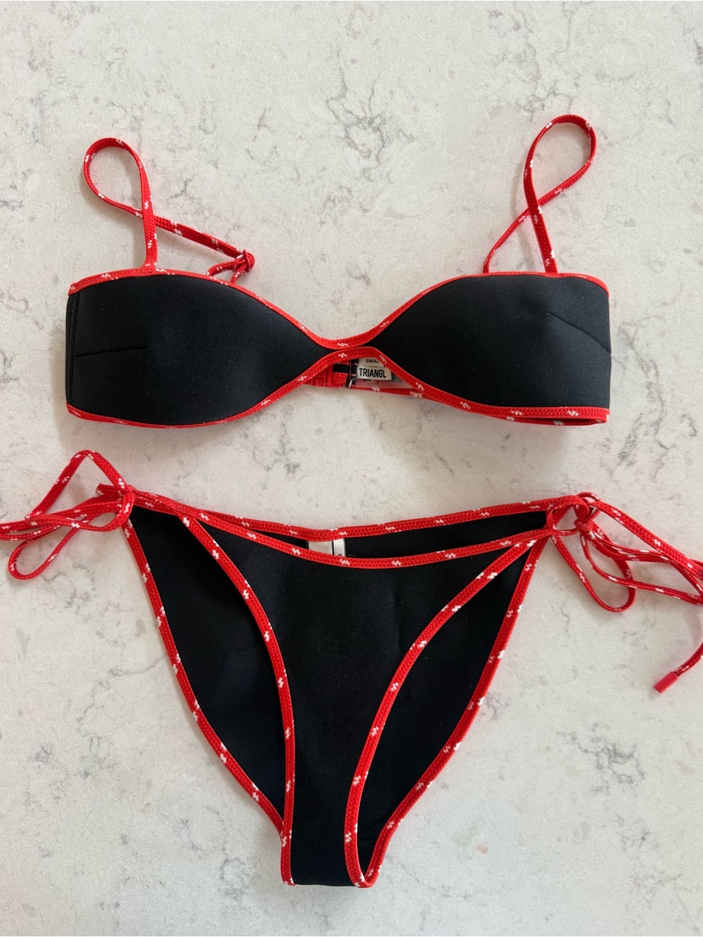 triangl swimwear Black Bikini with Red Trim